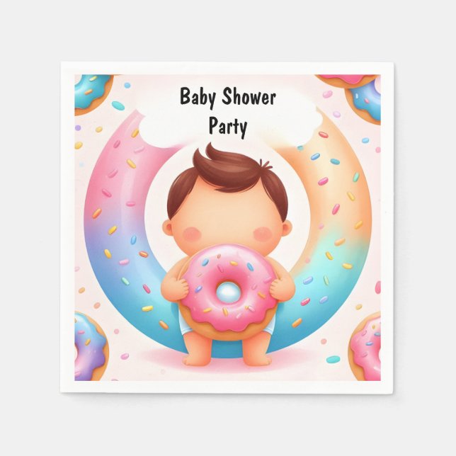 As Dreams Pink Blue Donuts And Diapers Baby Shower Napkins (Front)