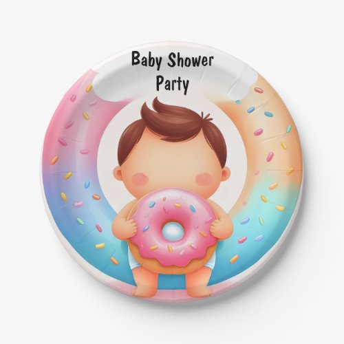 As Dreams Pink Blue Donuts And Diapers Baby Shower Paper Plates