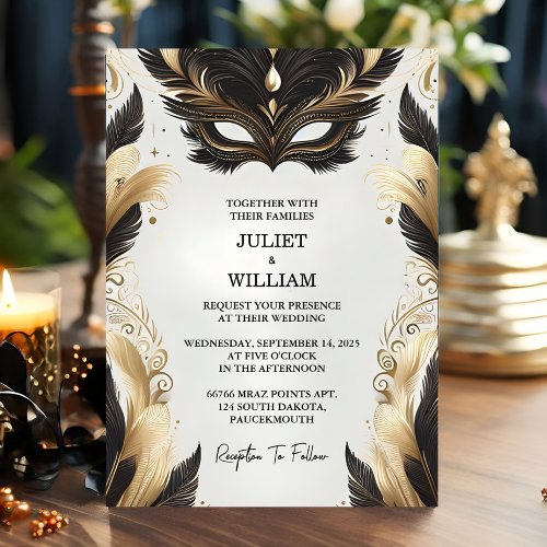 As Dress Code Prom Costume Masquerade Ball Wedding Invitation