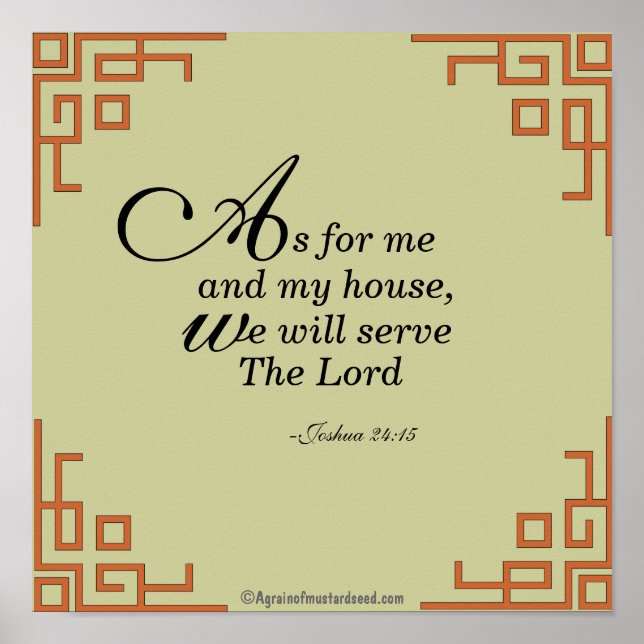 As for me and my house...Bible Quote Prayer Poster (Front)