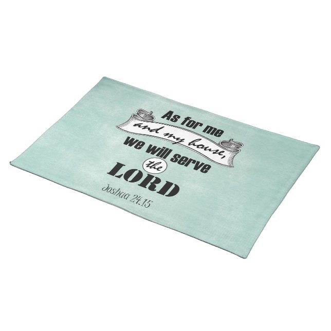 As for Me and My House Bible Verse Cloth Placemat (On Table)