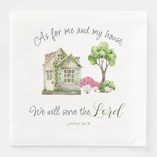 As For Me and My House Bible Verse Watercolor Paper Dinner Napkins