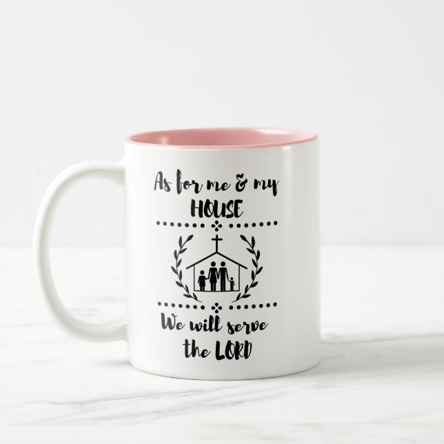As For Me And My House Joshua 24:15 Bible Verse Two-Tone Coffee Mug (Left)