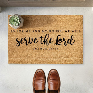 As For Me And My House Joshua 24:15 Fiber Doormat