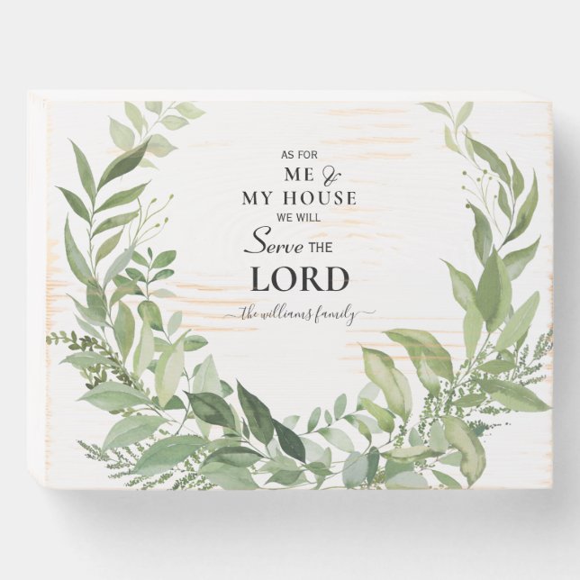 As for Me & My House Foliage Custom Name Wooden Box Sign (Front Horizontal)