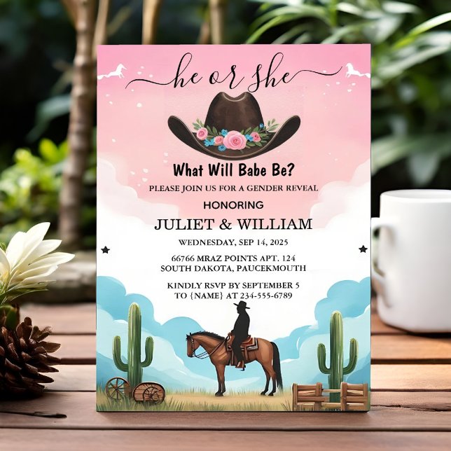 As Fun Barn Hat Farm Film Usa Cowboy Gender Reveal Invitation (Creator Uploaded)