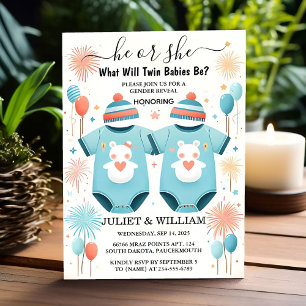 As Games Oh Baby Joint Dual Two Twin Gender Reveal Invitation