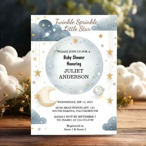 As Glitter Twinkle Twinkle Little Star Baby Shower Invitation