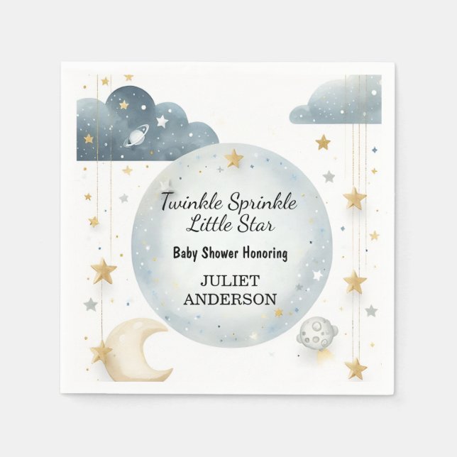 As Glitter Twinkle Twinkle Little Star Baby Shower Napkins (Front)