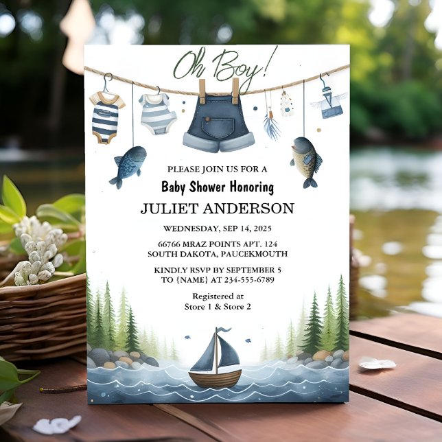 As Hook Bait Fun Wood Little Fisherman Baby Shower Invitation (Creator Uploaded)
