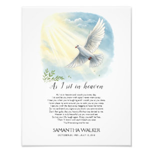 As I Sit in Heaven Dove Memorial Poem Sign