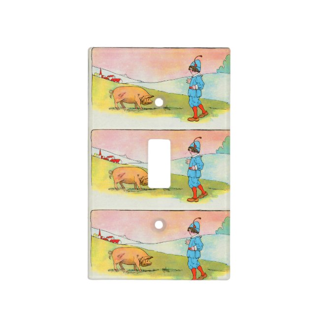 As I Went to Bonner I Met a Pig - Nursery Rhyme Light Switch Cover (Front)
