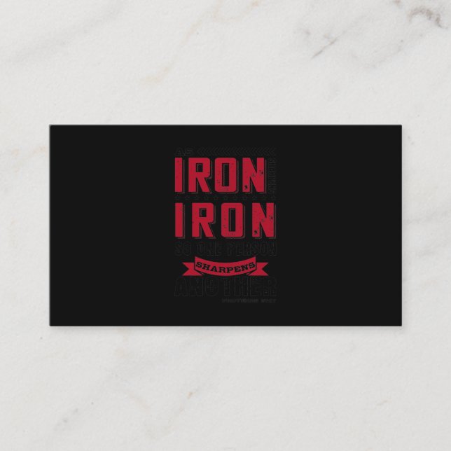 As Iron Sharpens Iron, So One Person Sharpens Business Card (Front)