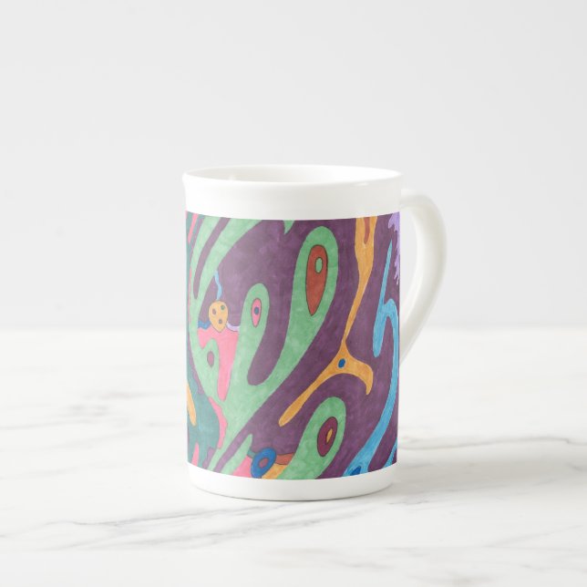 "As One" Abstract Art Bone China Mug (Front Right)