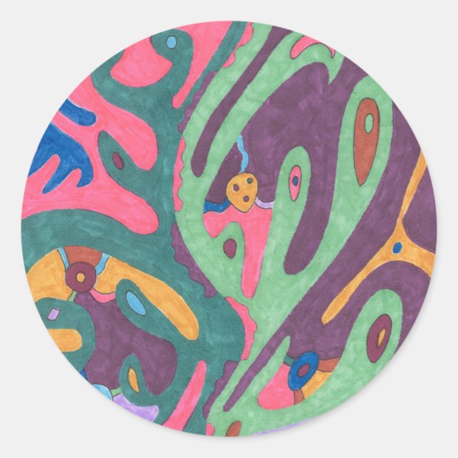 "As One" Abstract Art Classic Round Sticker (Front)