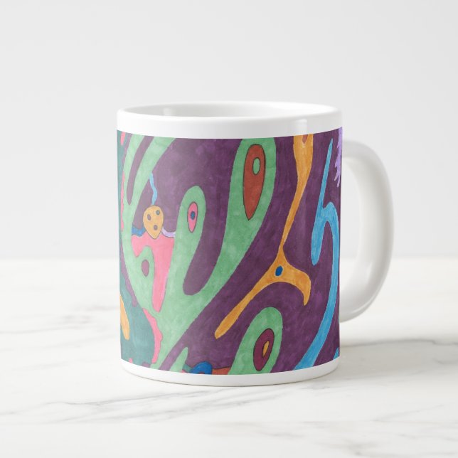 "As One" Abstract Art Giant Coffee Mug (Front Right)