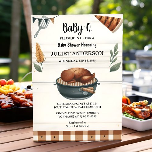 As Plaid Babyq Fun Food Steak Beef Bbq Baby Shower Invitation