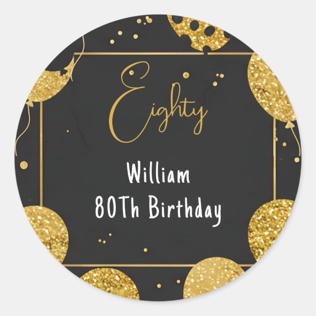 As Retro Fun Adult Humor Happy Chic 80th Birthday  Classic Round Sticker (Front)