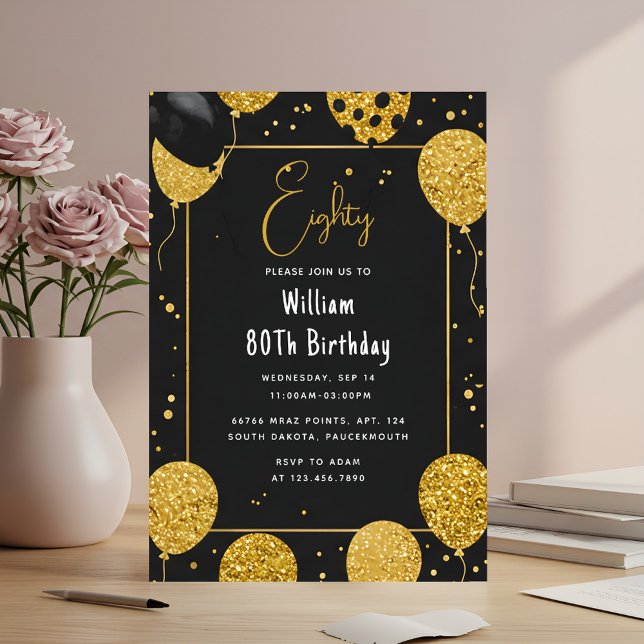 As Retro Fun Adult Humor Happy Chic 80th Birthday  Invitation (Creator Uploaded)