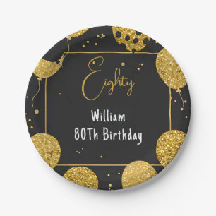 As Retro Fun Adult Humor Happy Chic 80th Birthday  Paper Plates
