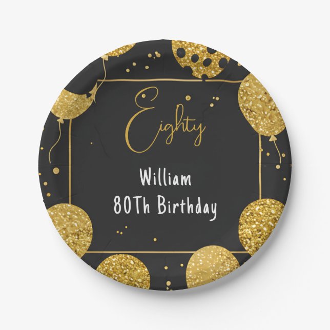 As Retro Fun Adult Humor Happy Chic 80th Birthday  Paper Plates (Front)