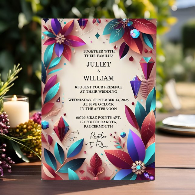 As Rich Soft Teal Fall Gem Bold Jewel Tone Wedding Invitation (Creator Uploaded)