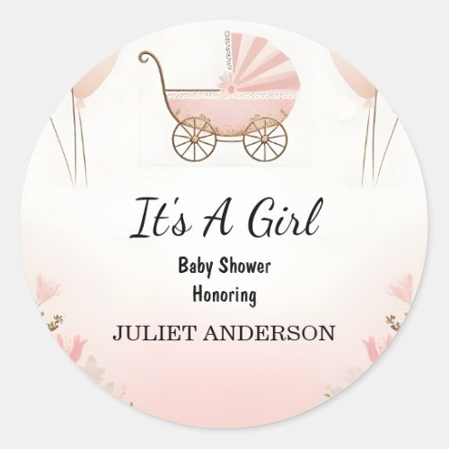 As Rose Boho Gold Mom Chic Spring Baby Girl Shower Classic Round Sticker