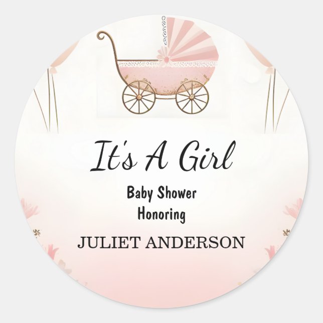 As Rose Boho Gold Mom Chic Spring Baby Girl Shower Classic Round Sticker (Front)