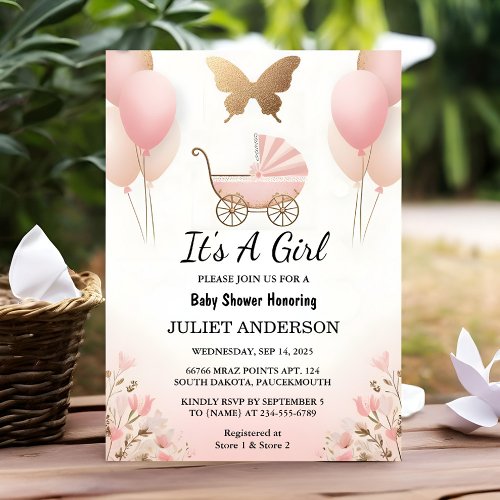 As Rose Boho Gold Mom Chic Spring Baby Girl Shower Invitation