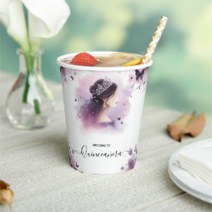 As Royal Gold Tiara Lilac Light Purple Quinceanera Paper Cups