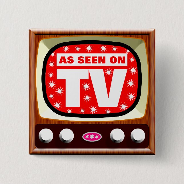 As Seen on TV - Retro TV - Customized Pinback Button (Front)
