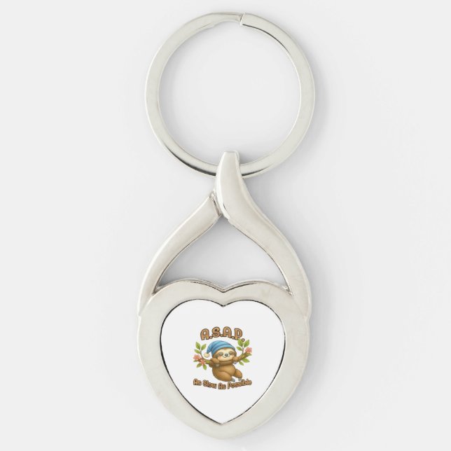 As Slow As Possible - Cute Sloth ASAP Classic T-Sh Keychain (Front)