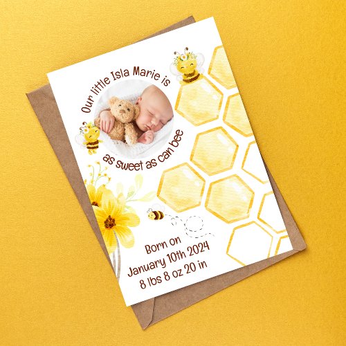As Sweet As Can Bee Birth Announcements