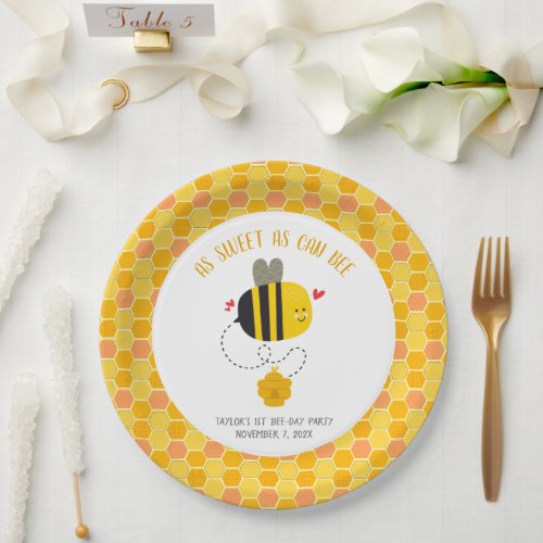 As Sweet As Can Bee Themed Cute Kawaii Birthday Paper Plates