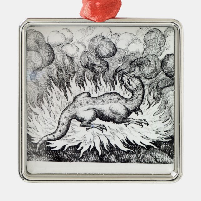 As the Salamander lives in fire Metal Ornament (Front)