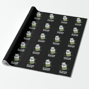 As Thyme Goes By Funny Herb Spice Pun Dark BG Wrapping Paper