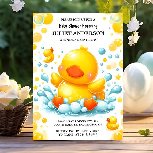 As Toy Pool Foam Bash Twin Rubber Duck Baby Shower Invitation