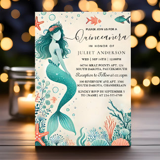 As Water Ocean Fish Life Under The Sea Quinceanera Invitation