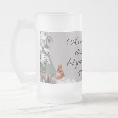 As winter weaves its snowy art let gratitude warm frosted glass beer mug