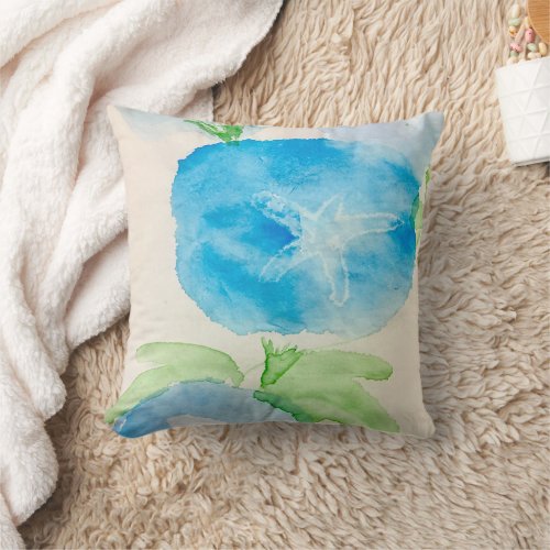 Asagao_Japanese Flower Series Throw Pillow