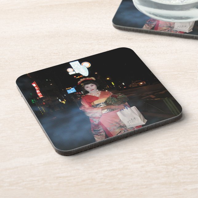 Asakusa Geisha Neo Tokyo Beverage Coaster (Left Side)