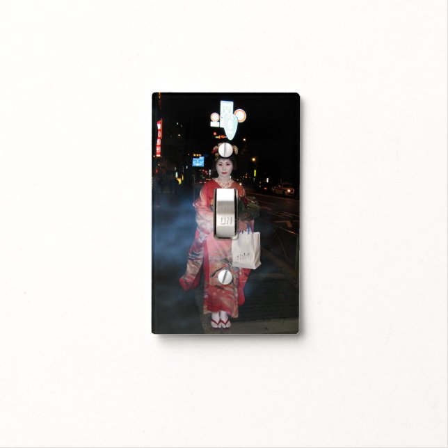 Asakusa Geisha Neo Tokyo Light Switch Cover (In Situ)