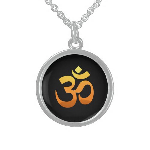 Asana Relax Fitness Zen Yoga Om Mantra Symbol Sterling Silver Necklace