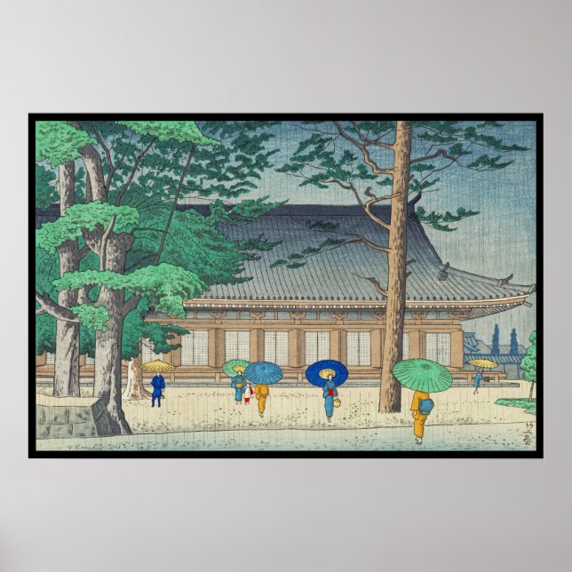 Asano Takeji Rain at Sanjusangendo Temple art Poster (Front)