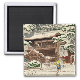 Asano Takeji Snow in Yuki Shrine shin hanga art Magnet