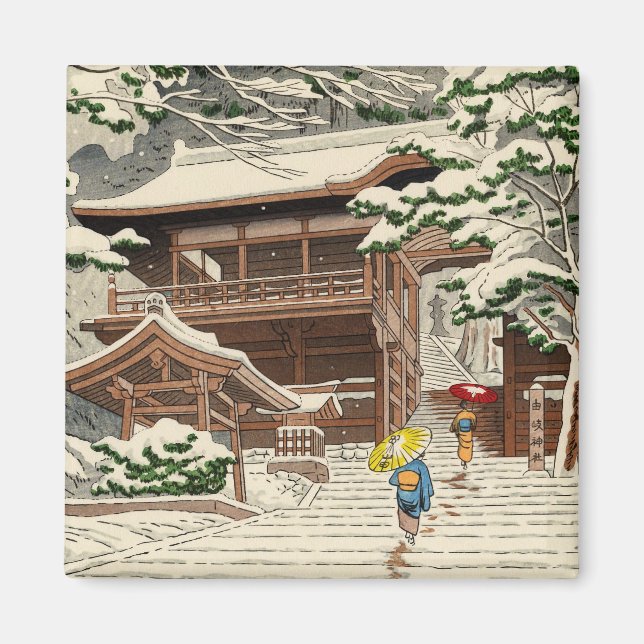Asano Takeji Snow in Yuki Shrine shin hanga art Magnet (Front)