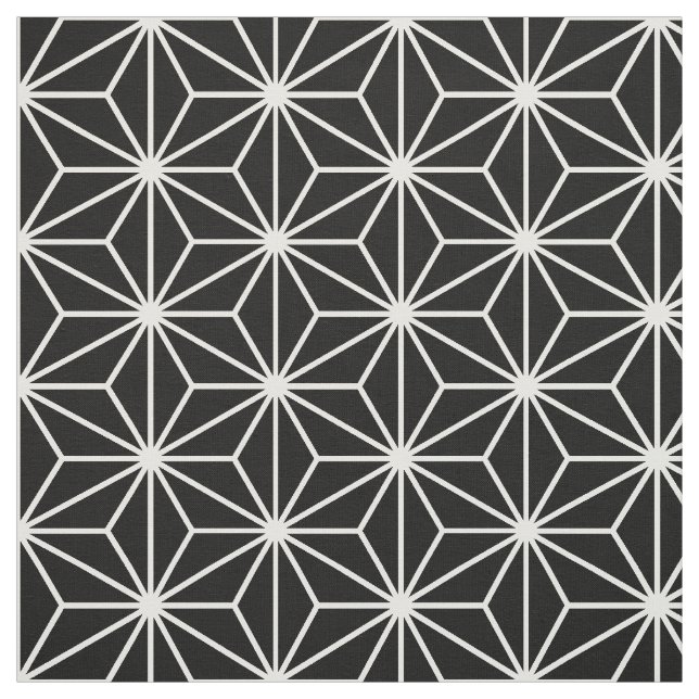 Asanoha Black and White Pattern Fabric (Swatch)
