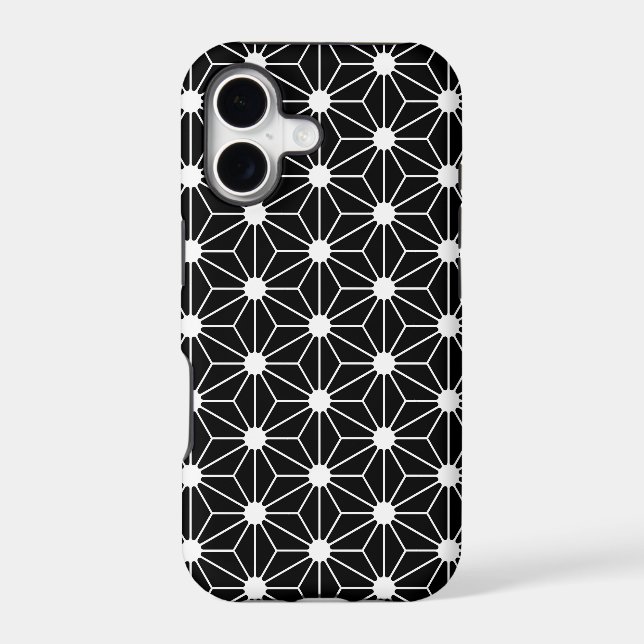 Asanoha black leaf iphone case (Back)