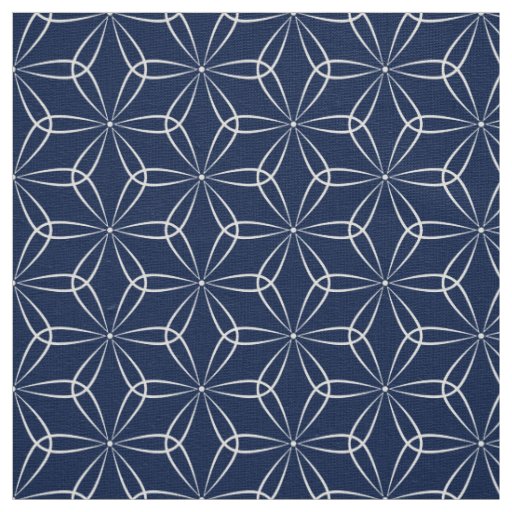 Asanoha Style 02 - White on Dk Blue 001744 Fabric