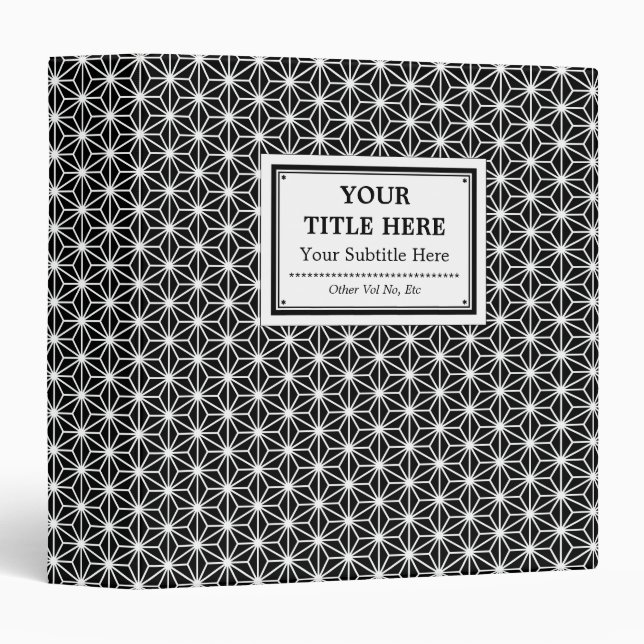 Asanoha Style - White on Black Binder (Front/Spine)